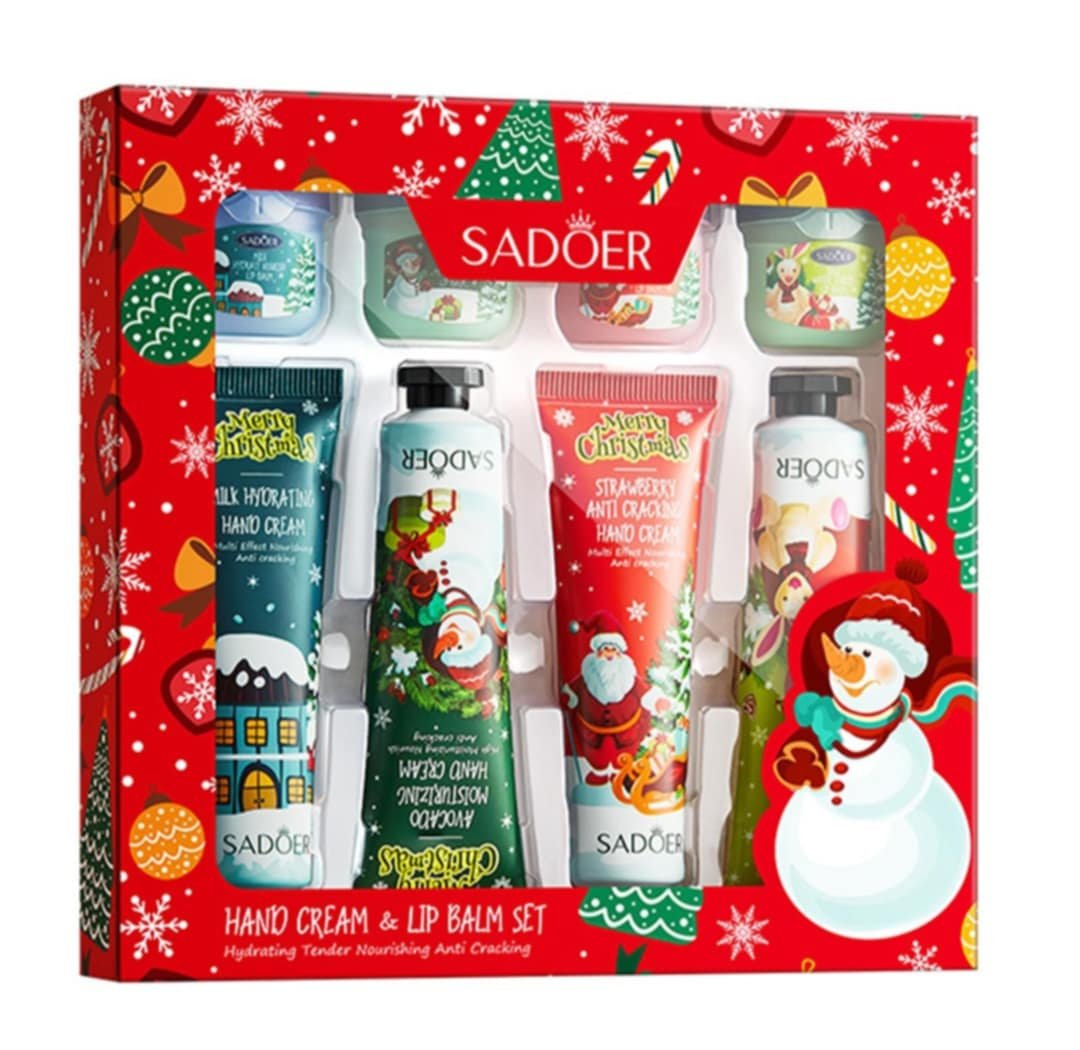 SADOER Kalėdinis drėkinamasis Rankų ir lūpų balzamo rinkinys - Image 2